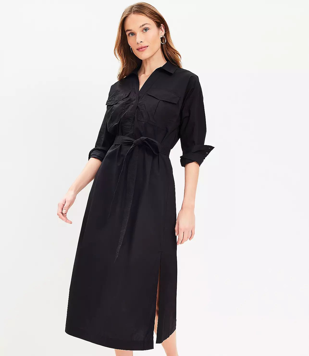 Belted Pocket Midi Shirtdress | LOFT