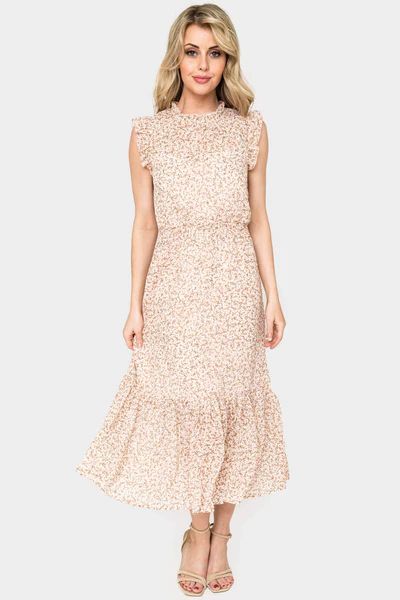 Sweetheart Pin Dot Ruffle Trim Dress | Gibson