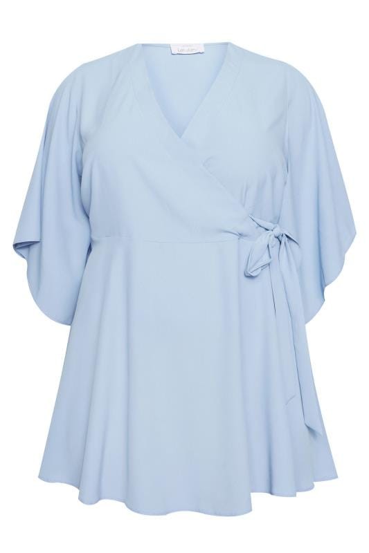 YOURS LONDON Wickelbluse - Puderblau, Große Größen 44-64 | Yours Clothing DE & FR