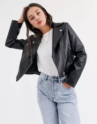 ASOS DESIGN ultimate faux leather biker jacket in black | ASOS (Global)