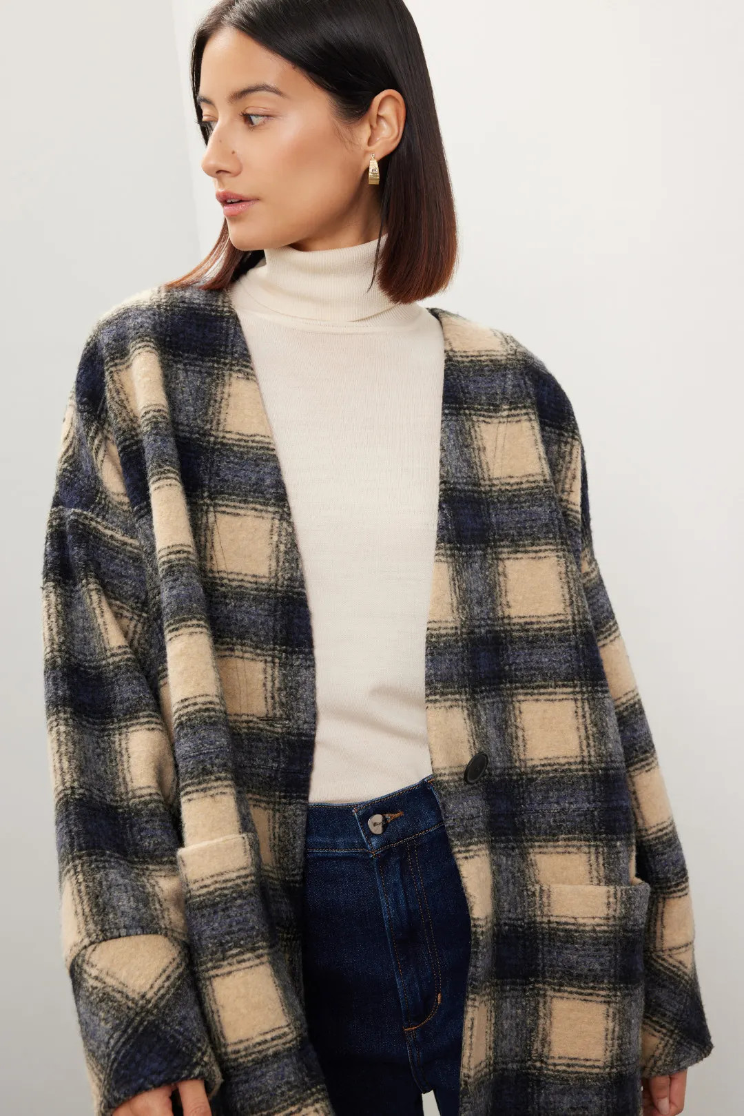 Brushed Jacquard Wrap-Front Cardigan in PlaidHeartAdd to Hearts | Rent the Runway
