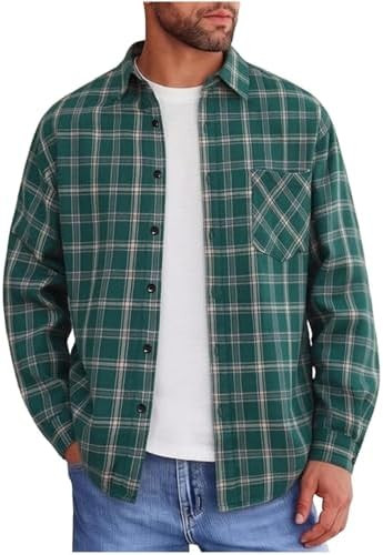 Mens Casual Plaid Shirt Long Sleeve Regular Fit Button Down Work Shirts with Pocket Soft Lightwei... | Amazon (US)