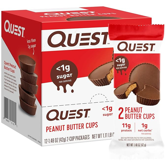 Quest Nutrition Peanut Butter Cups, 11g Protein, 1g Sugar, Low Carb, Gluten Free, Keto Friendly, ... | Amazon (US)