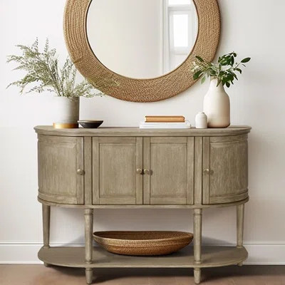 Accent Cabinet With Adjustable Shelves, Solid Wood Veneer, 4 Doors, Gold Hardware, Living Room, 47.5"W X 17"D 34"H | Wayfair North America