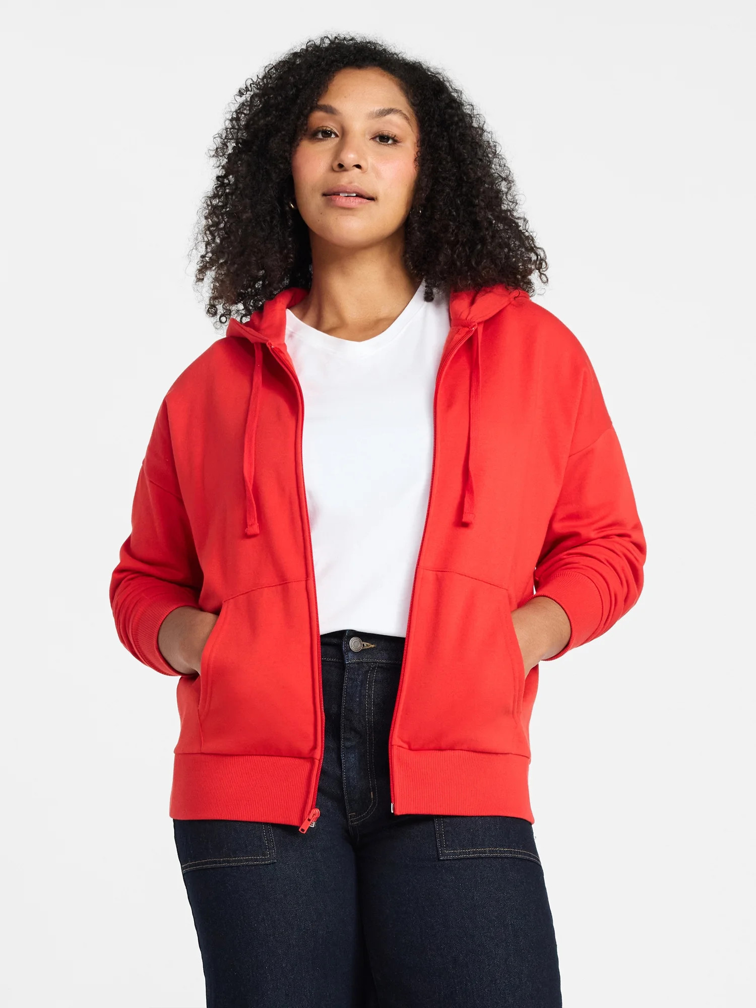 Time and Tru Women's and Women’s Plus Zip Front Fleece Hoodie Jacket, Sizes XS-4X | Walmart (US)