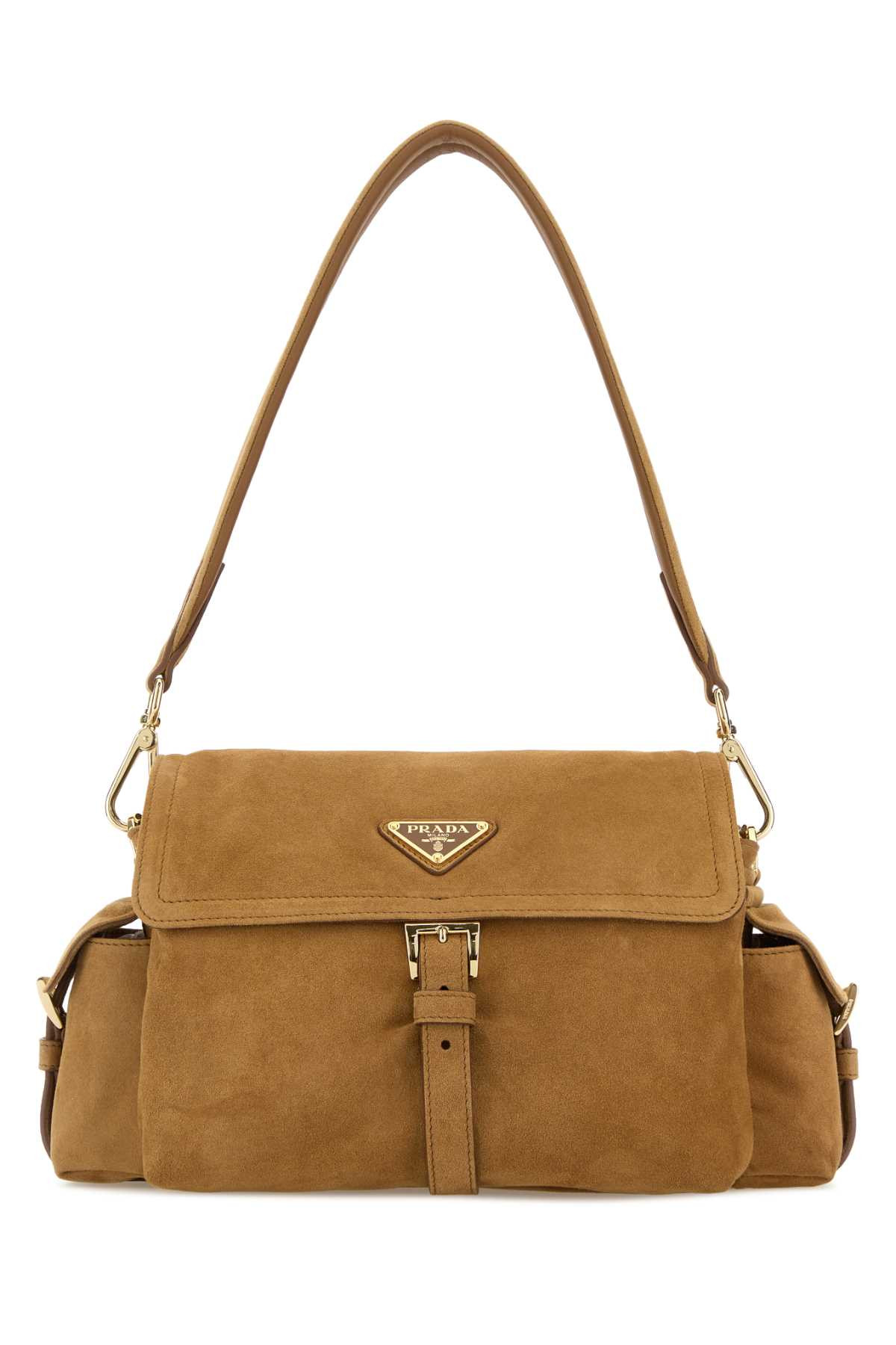 Prada Camel Suede Shoulder Bag | Italist.com US