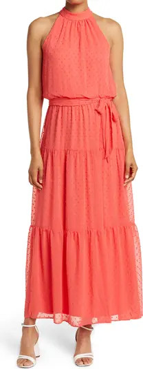 Julia Jordan Mock Neck Three Tier Maxi Dress | Nordstrom | Nordstrom