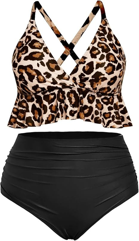 Yonique Women Plus Size Two Piece Swimsuits High Waisted Bikini Set Tummy Control Bathing Suits R... | Amazon (US)