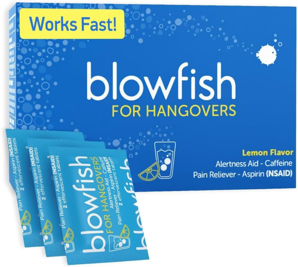 Blowfish for Hangovers - Fast Hangover Relief in 15 Minutes | Headache Relief, Energy, and Hydrat... | Amazon (US)