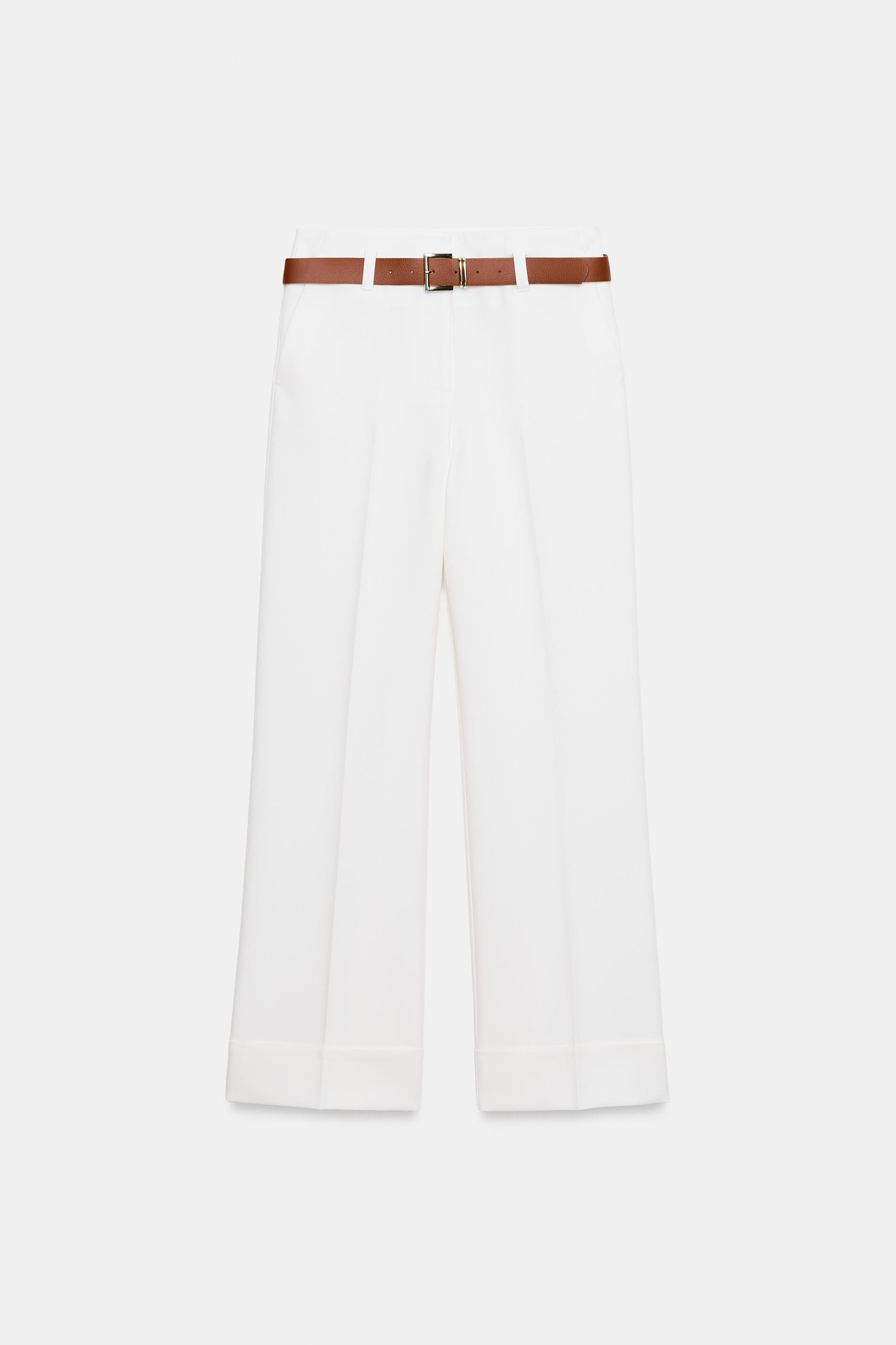 BELTED CUFFED HEM PANTS | Zara US