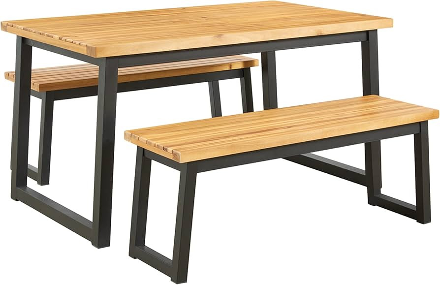 Signature Design by Ashley Town Wood Outdoor 3-Piece Patio Counter Table Set with 2 Benches, Brow... | Amazon (US)