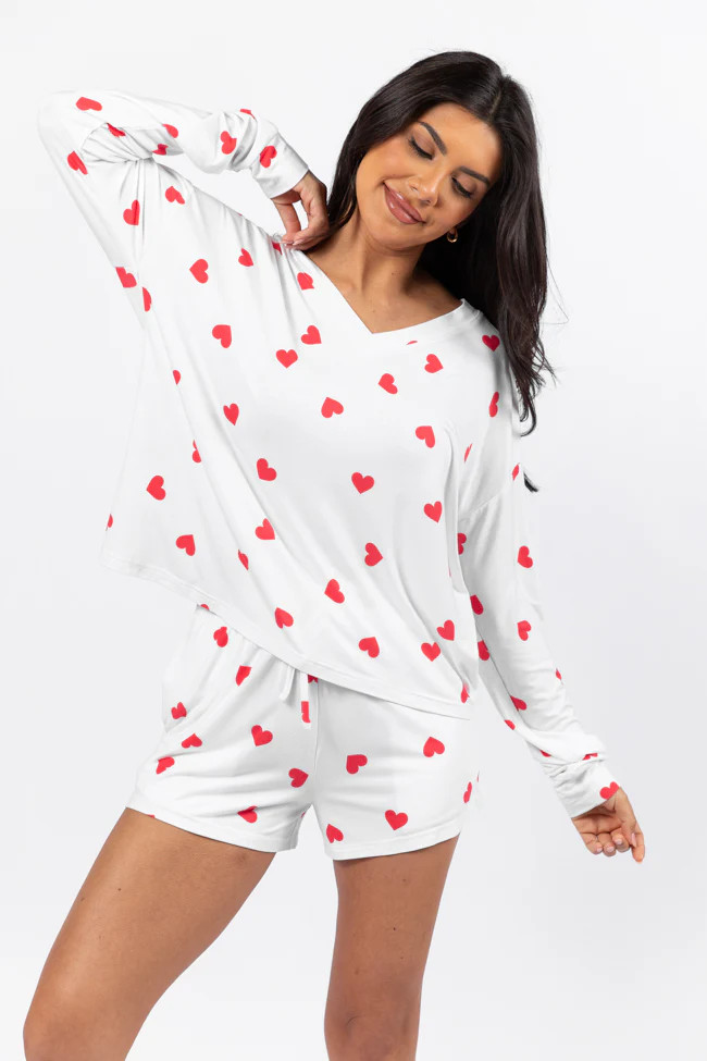 Dreaming Of You Heart Printed Pajama Set FINAL SALE | Pink Lily