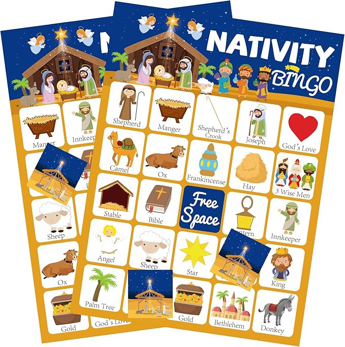 Christmas Nativity Bingo for Kids with 24 Nativity Christian Bingo Cards Games for Kids Family Sc... | Amazon (US)
