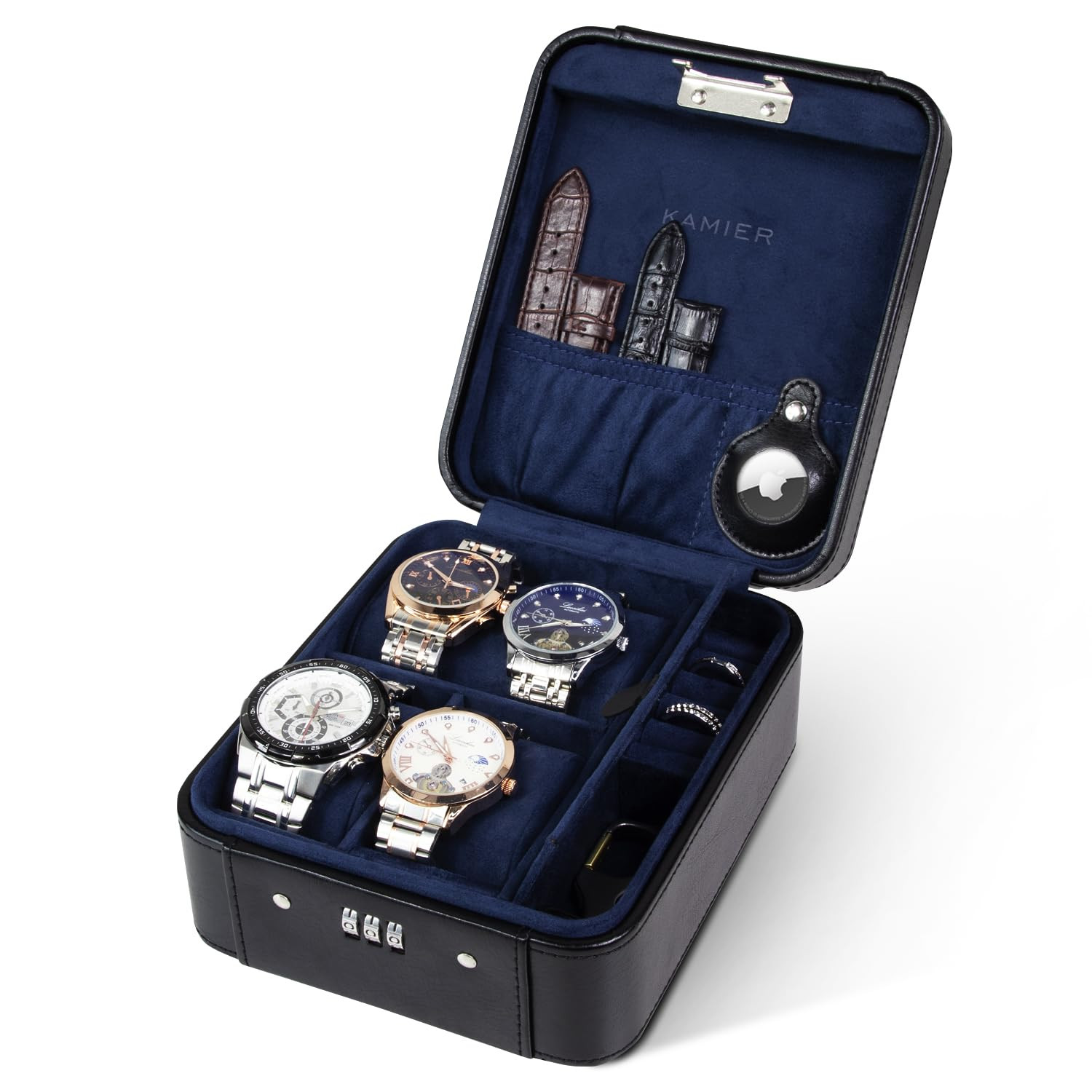 KAMIER Watch Case with Combination Lock - 4 Watch Storage and Jewelry Organizer - Watch Travel Ca... | Amazon (US)