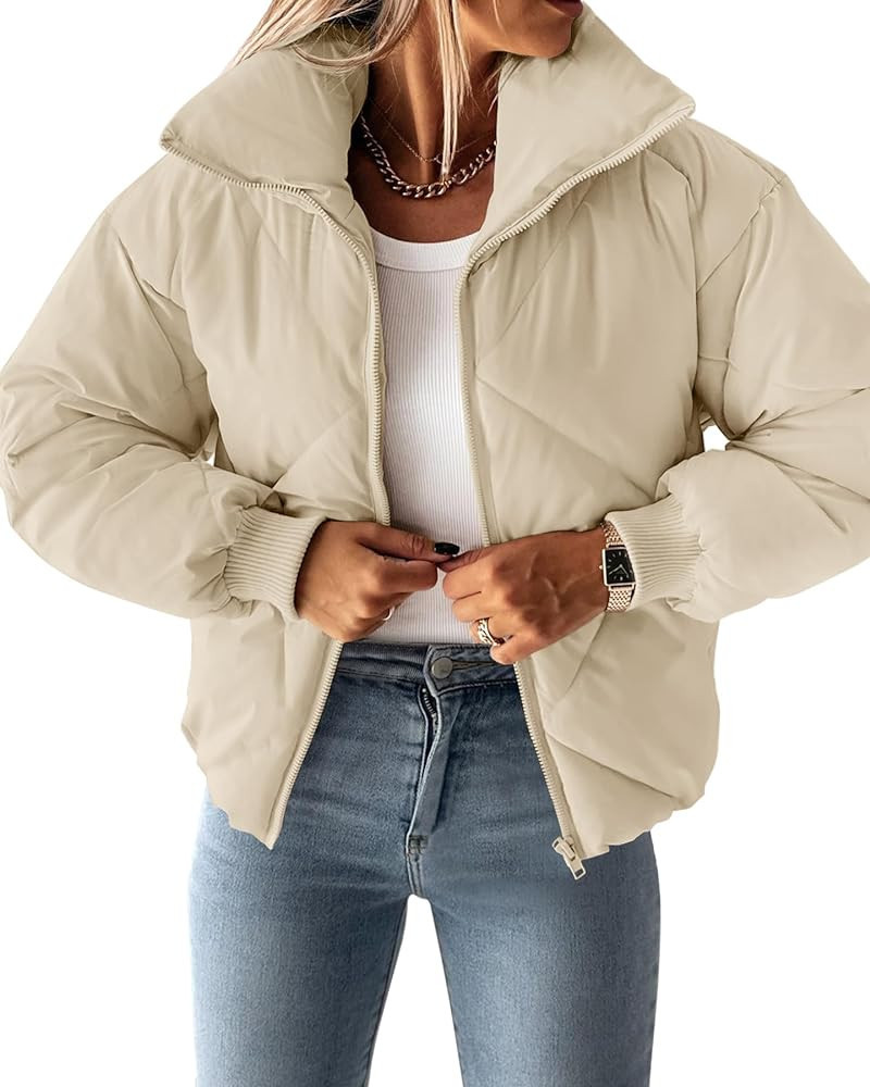 ZESICA Women's Winter Cropped Puffer Jacket Long Sleeve Zip Up Quilted Short Down Coat with Pocke... | Amazon (US)