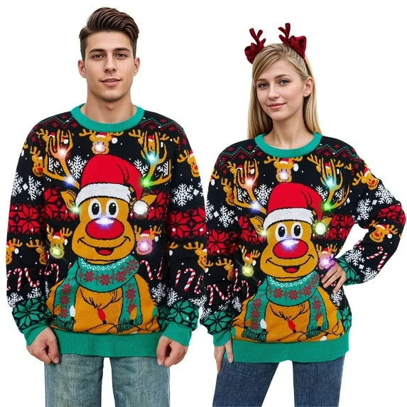 Lollipie Ugly Christmas Light up Sweater for Women/Men with Multi-Colored Led Flashing Lights Kni... | Walmart (US)
