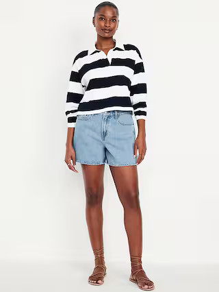 Curvy High-Waisted Baggy Jean Shorts -- 5-inch inseam | Old Navy (US)