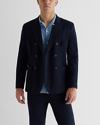 Slim Navy Double Breasted Modern Chino Blazer | Express