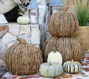 Lit Woven Pumpkin | Pottery Barn (US)