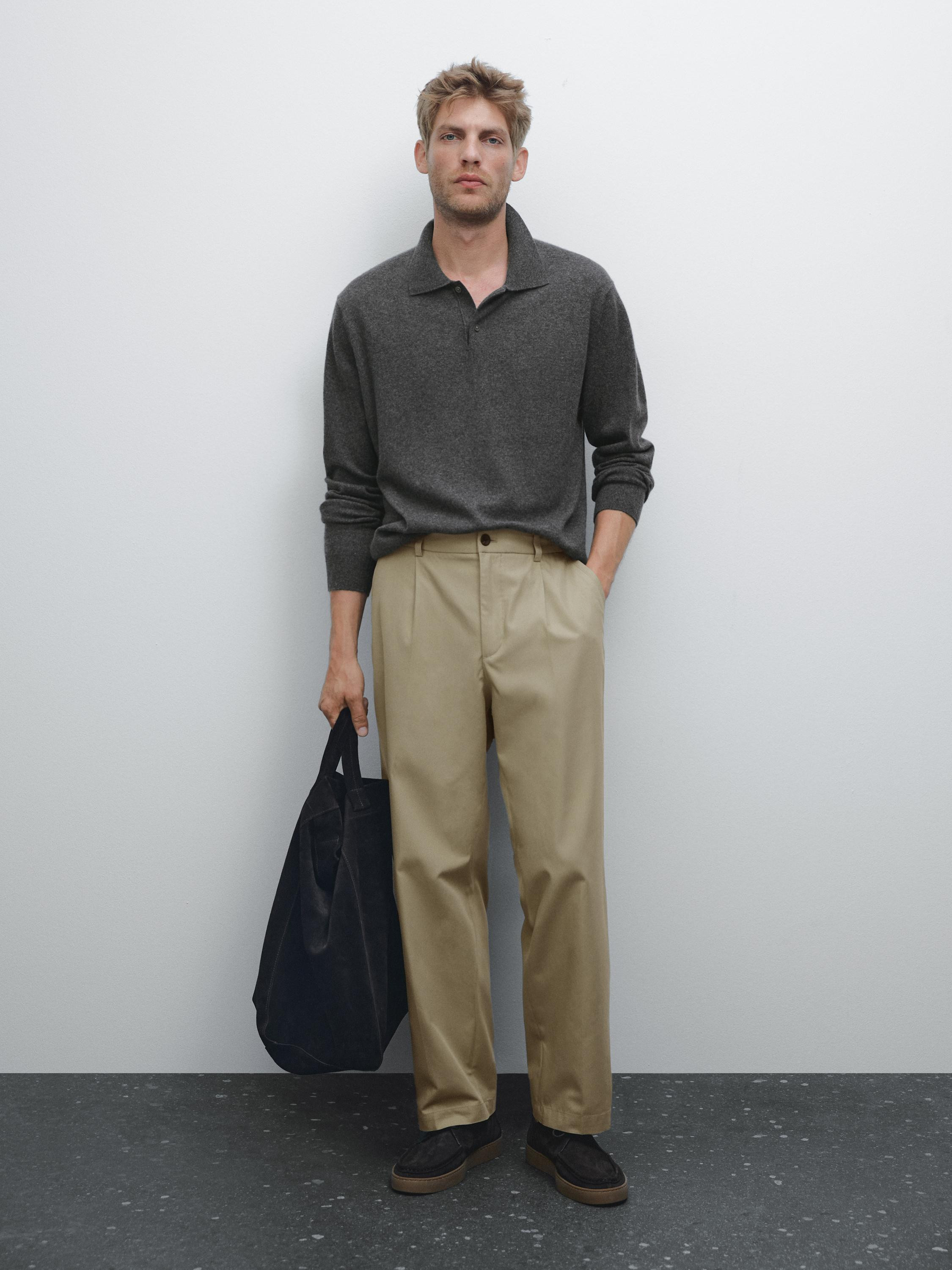 Poloshirt aus 100 % Kaschmir im Ripstrick | Massimo Dutti DE