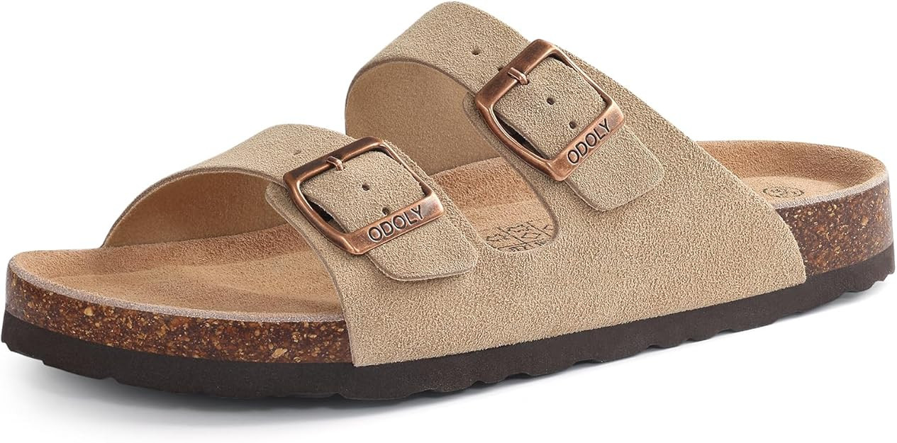 ODOLY Unisex Cork Footbed Slide Sandal, Arch Support Summer Outdoor Sandals with Adjustable Buckl... | Amazon (US)