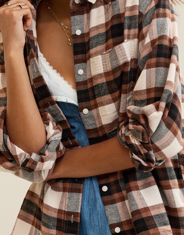 Aerie Anytime Fave Flannel Button Down Shirt | Aerie