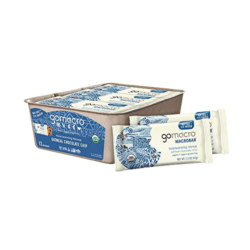 GoMacro MacroBar Organic Vegan Protein Bars - Oatmeal Chocolate Chip (2.3 Ounce Bars, 12 Count) | Amazon (US)