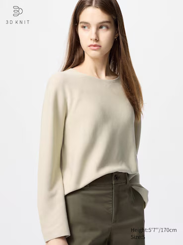 WOMEN'S 3D KNIT COTTON CREW NECK SWEATER | UNIQLO AU | Uniqlo Australia