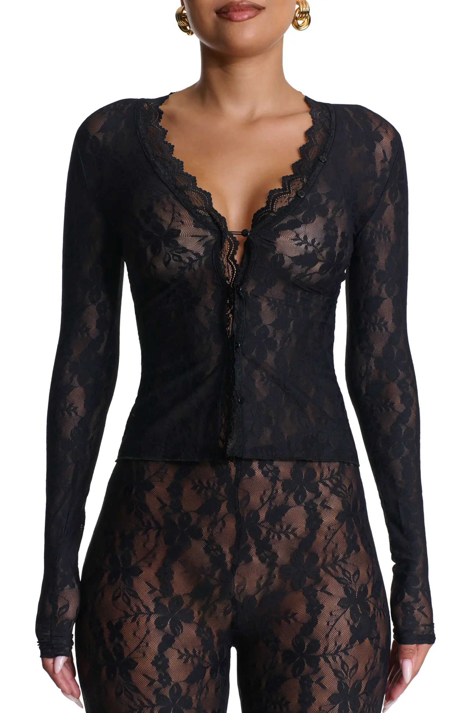 Lace Long Sleeve Button-Up Top (Women) | Nordstrom | Nordstrom