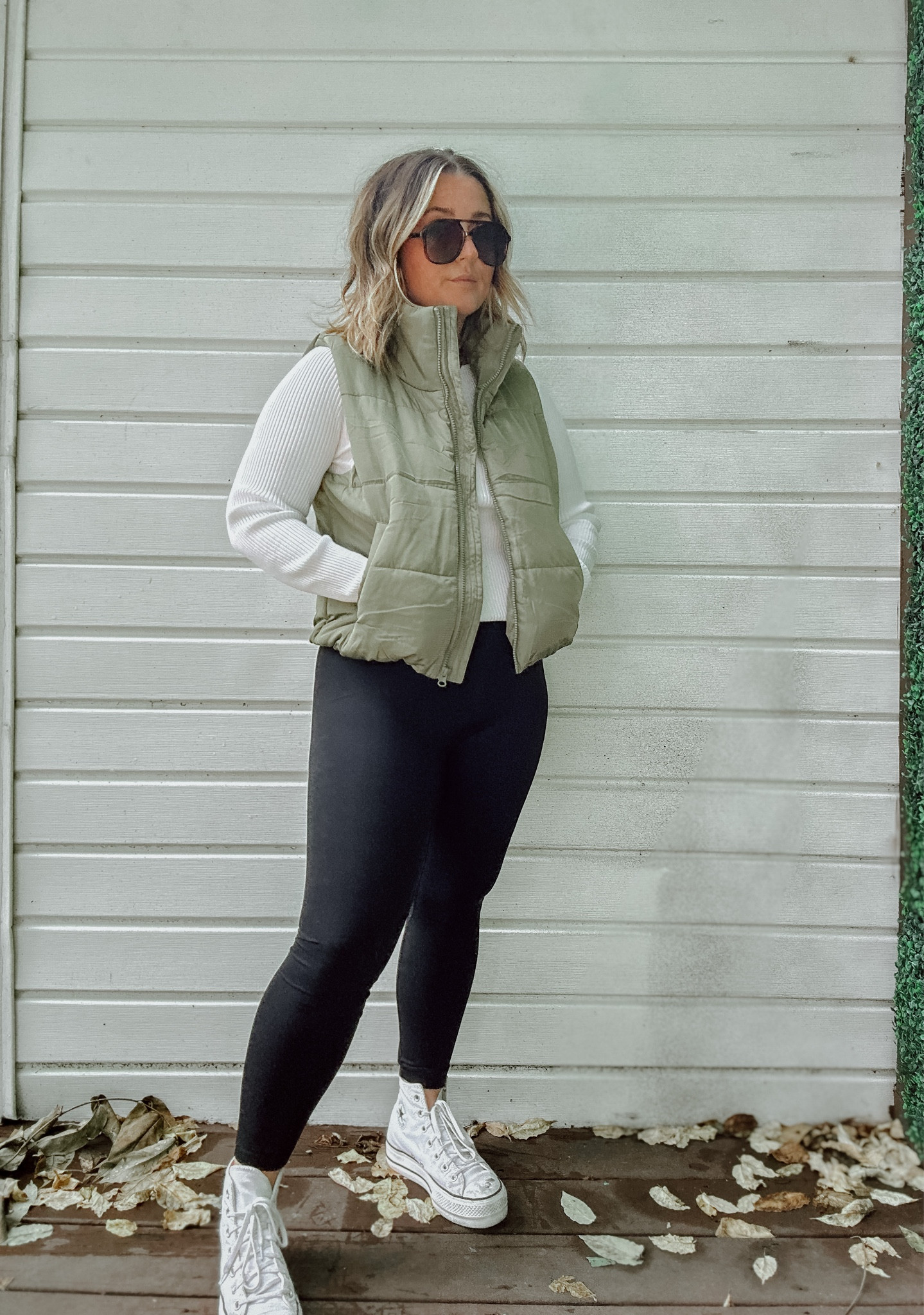 Fall casual every day outfit idea. Cropped puffer vest outfit. Long sleeve ribbed shirt - medium / puffer vest - medium / black leggings lulu alternatives - small / sneakers - TTS 

#LTKSeasonal #LTKCon #LTKSale