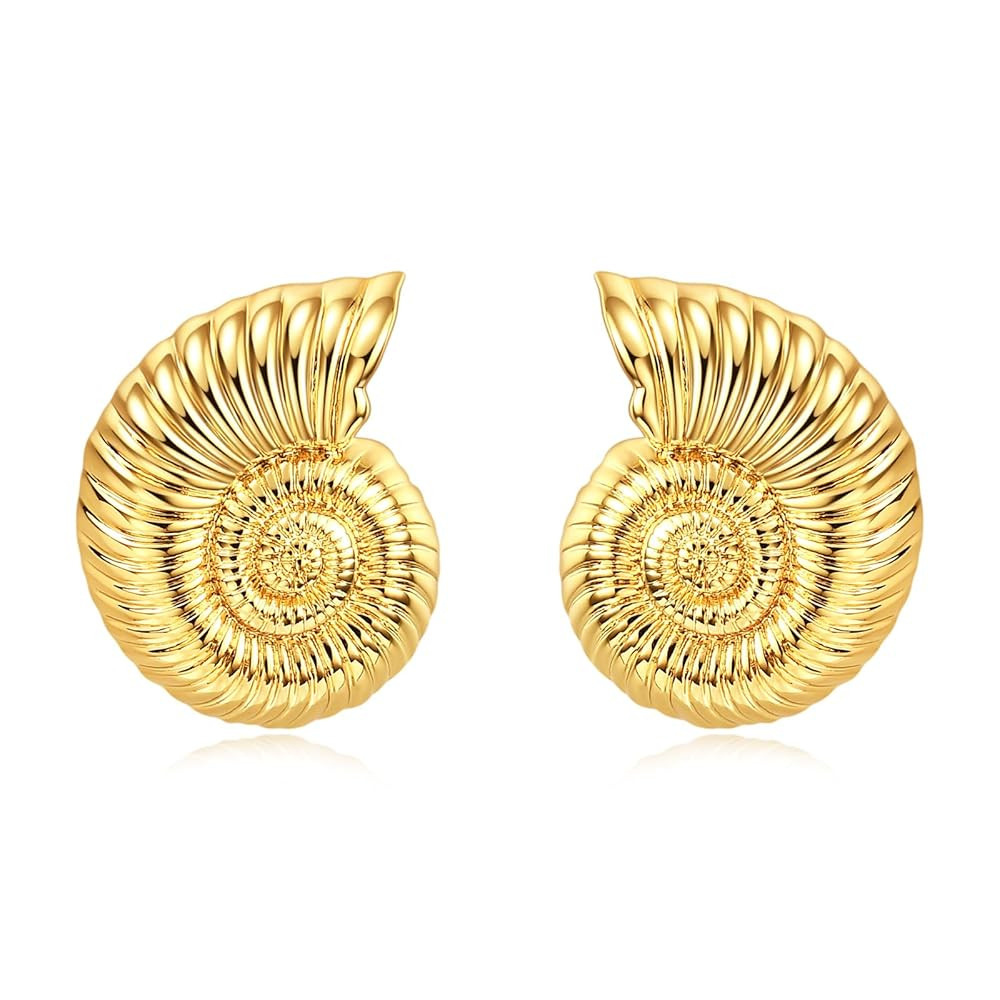Shell Seashell Earrings for Women,Gold Beach Conch Shell Stud Earrings Gifts for Women | Amazon (US)