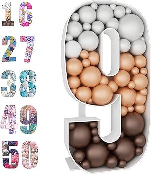 JoyBox Design 4ft Mosaic Balloon Frame Number 9 Light Up Marquee Pre-Cut Kit Number Cut-Out Extra... | Amazon (US)