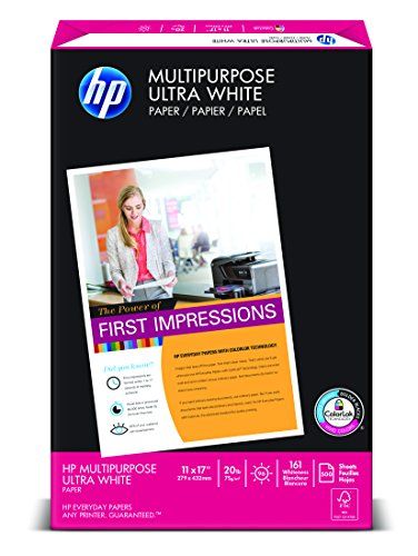 HP Multipurpose Ultra White, 20lb, 11 x 17 , Ledger, 96 Bright,  500 Sheets/1 Ream (172001) | Amazon (US)