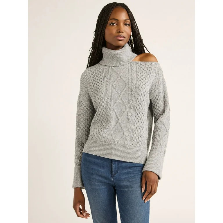 Sofia Jeans Women's Cozy Shine Sweater with Long Sleeves, Mid-weight, Sizes XS-XXXL | Walmart (US)