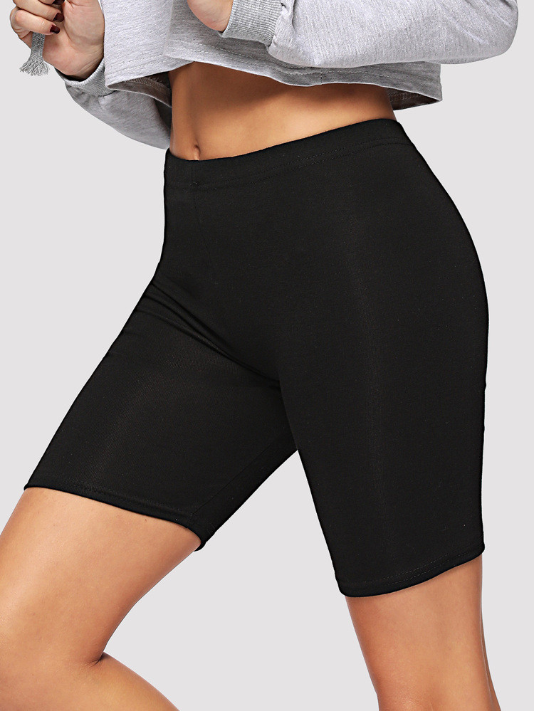 Solid High-Rise Biker Shorts | SHEIN