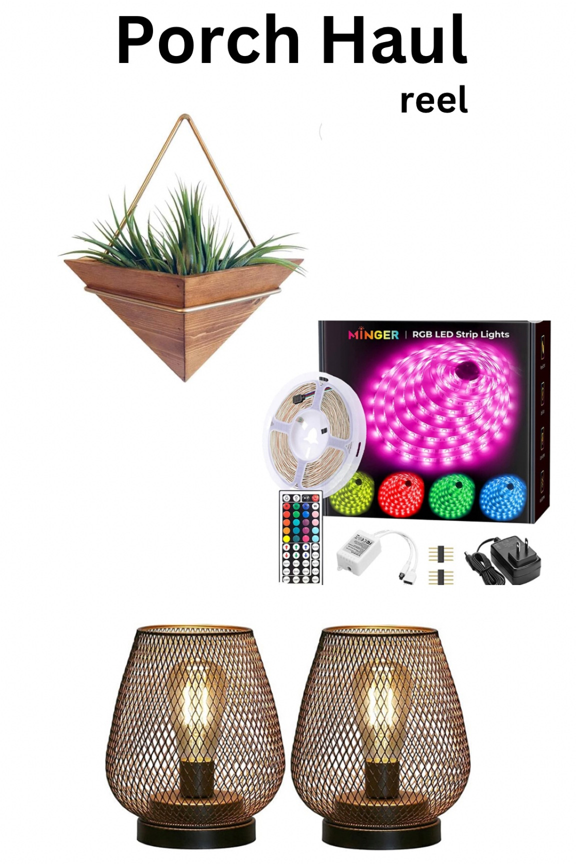 Porch haul! Geometric planters, battery operated table lights and LED strip for around the TV. How will you decorate your outdoor living area?!

#LTKFind #LTKhome