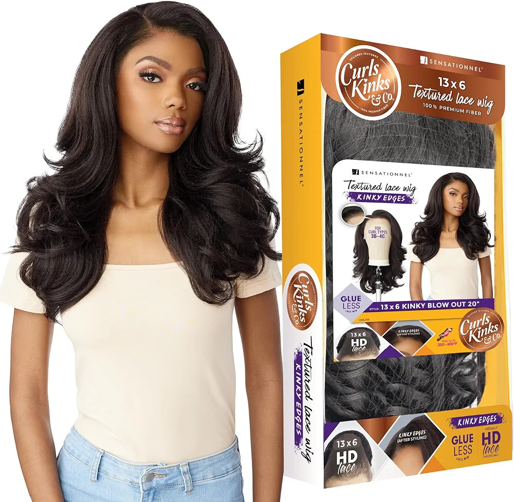 Sensationnel Curls Kinksandco Kinkyedges Wig - Kinky Blow Out 20 Inch 13X6 Lace Frontal Natural K... | Amazon (US)