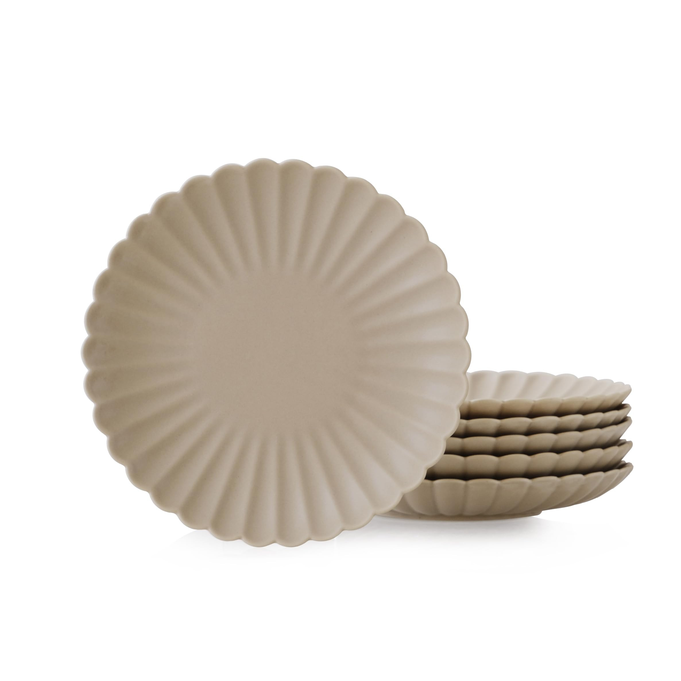 WENSHUO Daisy Plates Set of 6, 6.7-inch Round, Coconut Café (Appetizer Plate) | Amazon (US)