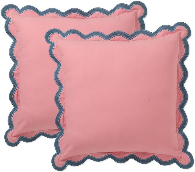 Folkulture Decorative Pillow Covers, 20x20, Solid Boho Pattern, Cotton Fabric, Scallop Style, Per... | Amazon (US)
