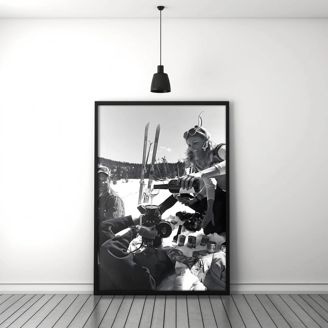 Vintage Apres Ski Poster, Bar Cart Print, Black and White Ski Photo, Alcohol Wall Art, Skiing Wal... | Etsy (US)