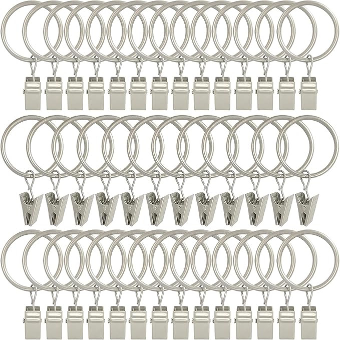40 Pack Curtain Rings with Clips, Drapery Clips with Rings, Drapes Rings 1.26 in Interior Diamete... | Amazon (US)