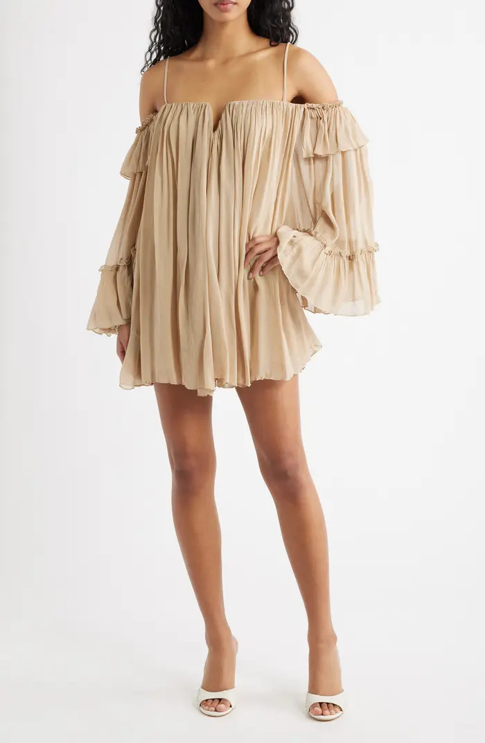 MANGO Cold Shoulder Long Sleeve Minidress | Nordstrom | Nordstrom