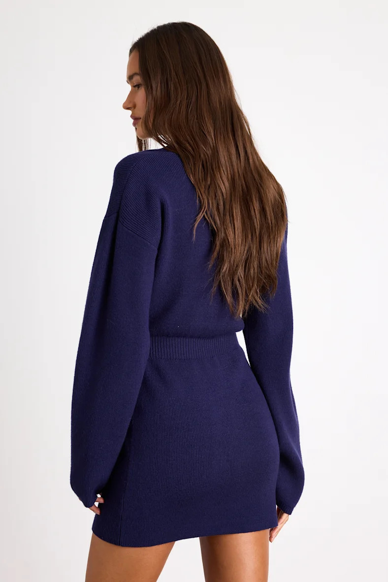 Navy Collared Sweater Dress - Sweater Mini Dress - Knit Dress - Lulus | Lulus