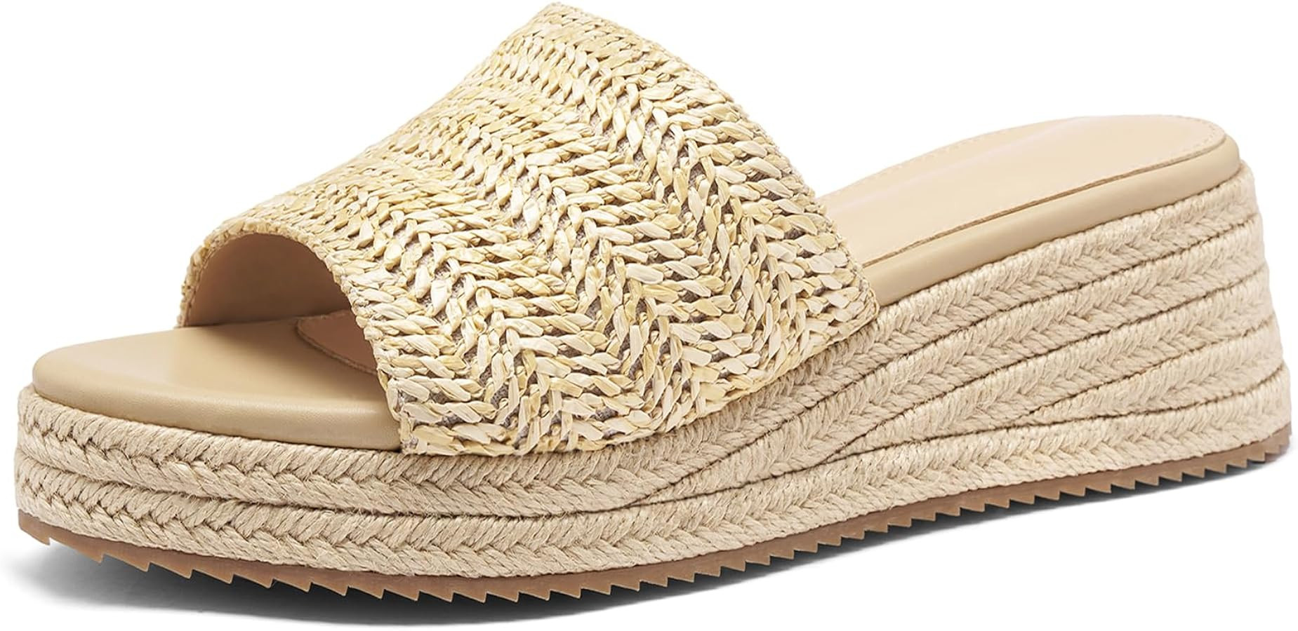 Wedge Sandals for Women Raffia Slip On Platform Sandals,Comfortable Summer Wicker Espadrilles,Str... | Amazon (US)