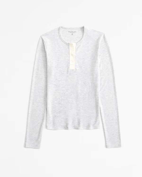 Long-Sleeve Cozy Lounge Knit Henley Top | Abercrombie & Fitch (US)