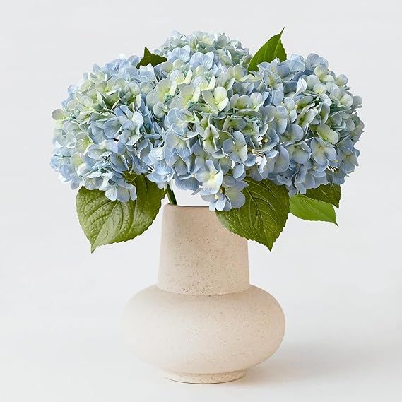 20" 4PCS Artificial Light Blue Hydrangea Flowers Large Faux Latex Real Touch Fake Hydrangeas Silk... | Amazon (US)