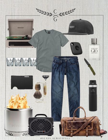 Men’s gift guide, men’s gift ideas, gifts for him, fathers Day, 
Fathers Day men’s gifts,  men, men’s jeans, men’s t-shirt, fire pit, men’s luggage, record player, men’s cap, men’s cologne, whiskey glasses, pocket knife, outdoor waterproof speaker. Callie Glass @glass_alwaysfull


#LTKmens #LTKfamily #LTKGiftGuide