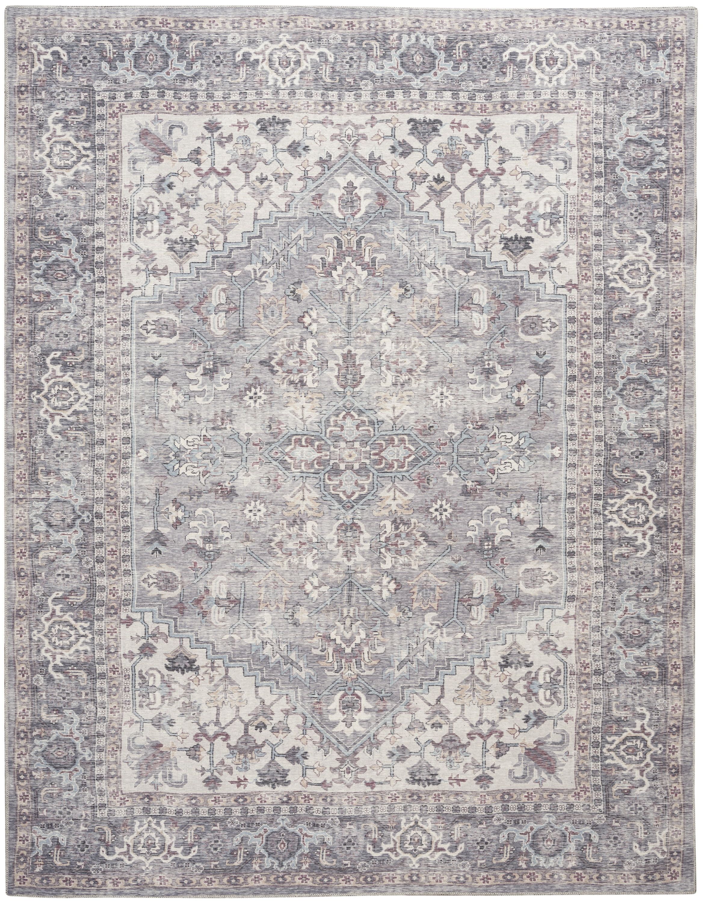 Nicole Curtis Machine Washable Traditional Boho Grey 7'10" x 9'10" Area Rug, (8' x 10') | Walmart (US)