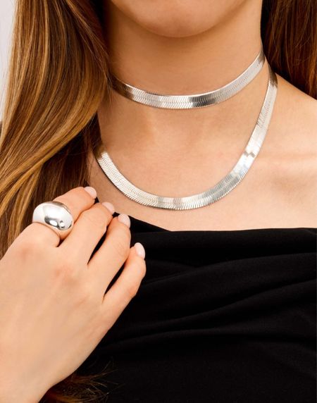 New sterling silver drop! Stand out in style and make a bold statement in this gorgeous herringbone chain choker and puffy silver ring that demands attention. Both under $150. Would make a lovely gift for her. 🎁

Sterling silver jewelry, necklace, ring, gift guide, gift ideas for her, birthday gift, graduation gift, anniversary gift, wedding gift, The Stylizt 



#LTKGiftGuide #LTKStyleTip #LTKWedding