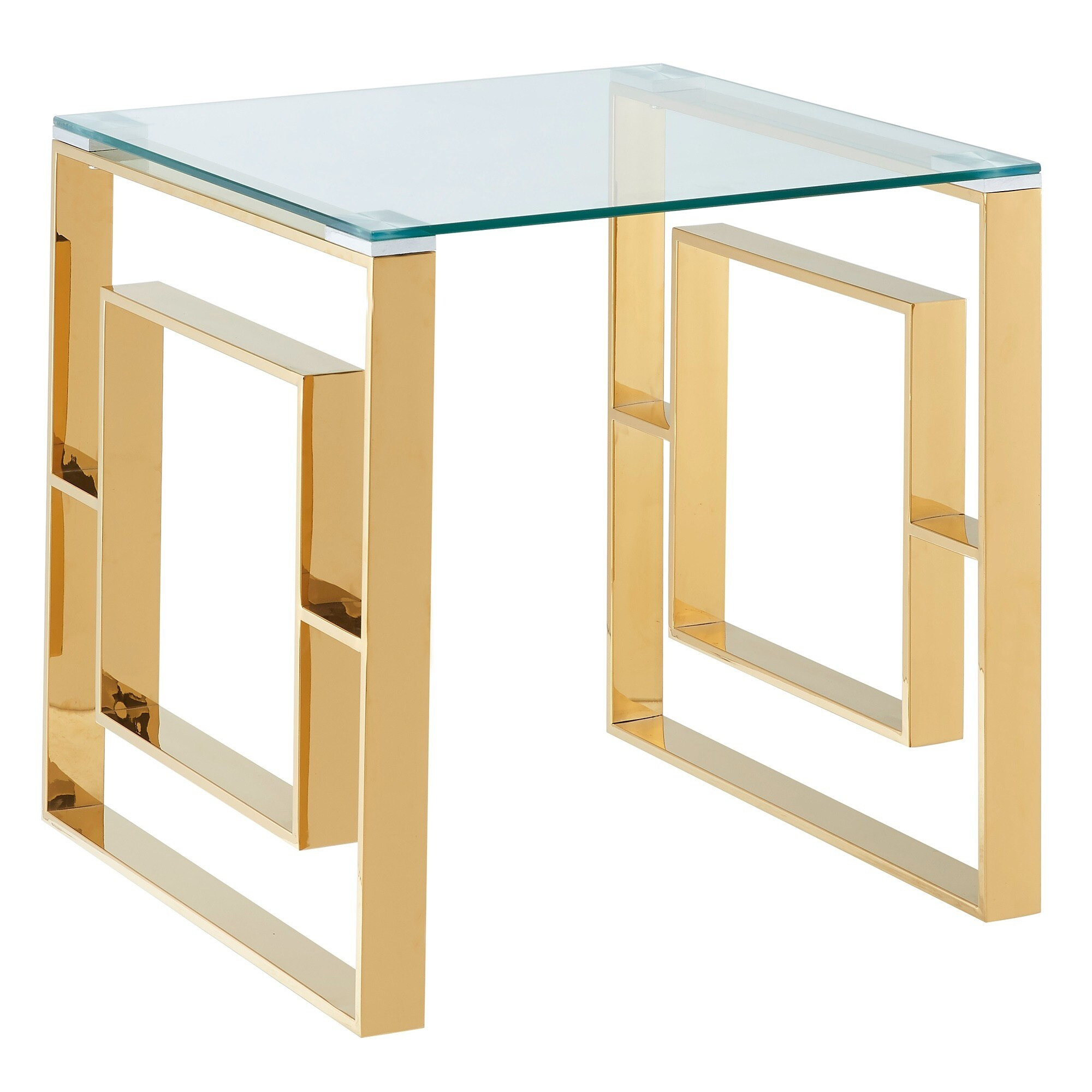 Glass Top Accent Table - 21.75" - Gold and Clear | Overstock